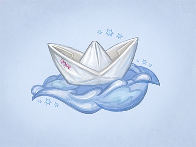 A Little Boat Called Hope art blue boat design digital painting drawing hand drawn handmade icon illustration painting photoshop