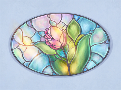 Flower art blue design digital painting drawing flower hand drawn handmade icon illustration painting stained glass