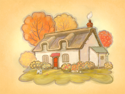 Autumn House art character design digital painting drawing hand drawn handmade house icon illustration orange painting