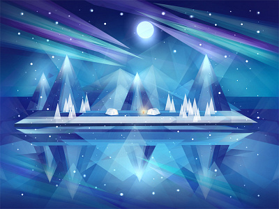 Free Polygonal Northern Lights Background