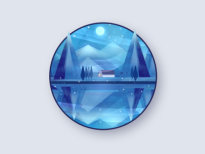 Winter Lake art background blue christmas design drawing light low poly new year photoshop print winter