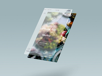 Glass Layer Psd Ui Mock Up 3d app glass iphone mobile mock up mockup photoshop psd ui