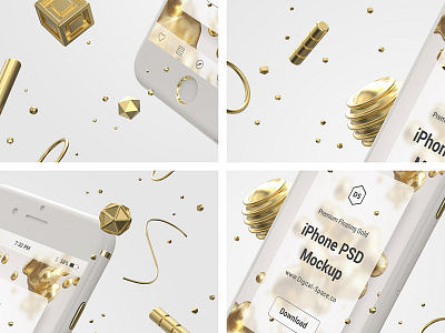 Floating Gold iPhone Psd Mock-Up - Fragment