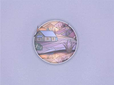 House by a Lake - Fragment. Night Version art blue digital painting hand drawn illustration night painting photoshop pink psd violet