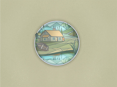 House by a Lake - Fragment. Day Version art blue day digital painting green hand drawn illustration painting photoshop psd yellow