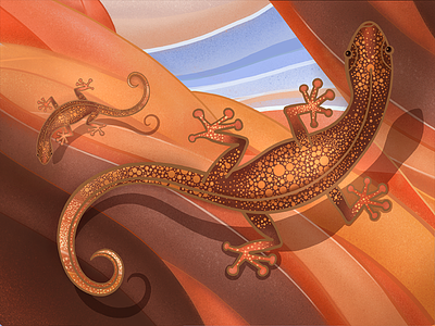 The Golden Lizard - Second Composition art desert digital painting flat hand drawn illustration lizard orange painting photoshop yellow