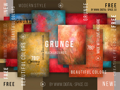 7 Free Bold And Energetic Grunge Backgrounds art background digital painting free free psd freebie hand drawn painting photoshop psd template texture