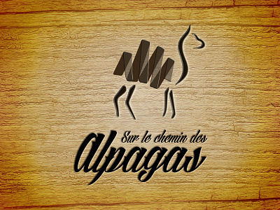 On the Road of Alpacas animal brand logo texture type wood