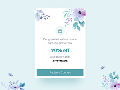 Daily UI Design Challenge | Day 48 | Redeem Coupon adobexd appdesign branding design discount code figma illustration logo redeem code redeem coupon ui uiux ux