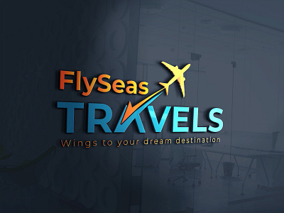 Minimalist Travel Logo for traveling agency with pin and flying