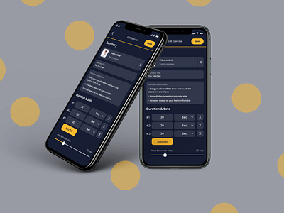 Fitness App app dark blue design figma fitness fitness app gold mobile ui ux