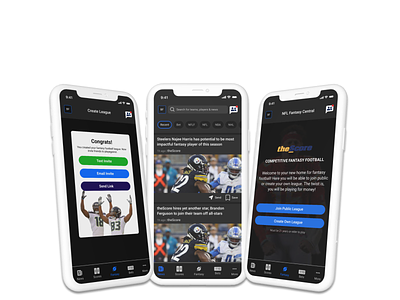 theScore Fantasy Football Concept Feature app app design chips concept dark design figma ios minimal mobile ui sports ui ux