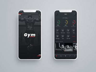 Splash and Home 2020 app app design black creative design creator design dribbble fitness app gym gym app gym product healthy hello dribble logo neomorphism ui ux ux design uxui