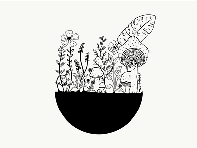 Garden 🌱🌿🌾🌸 adobedraw black and white design doodle drawing flowers garden illustration minimalism minimalistic plants simple