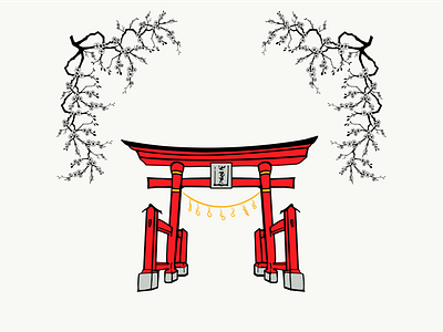 Torii gate ⛩ adobedraw asian cherry blossom design doodle drawing illustration minimalism minimalistic red simple torii torii gate