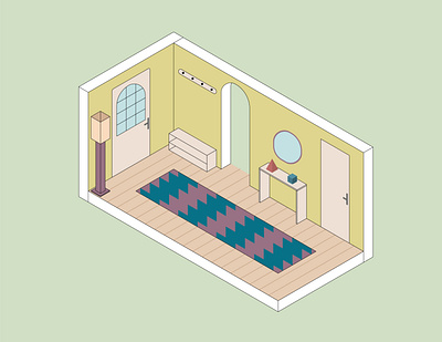 isometric hallway adobe illustrator ai design graphic design hallway illustration interior isometric minimalistic room simple