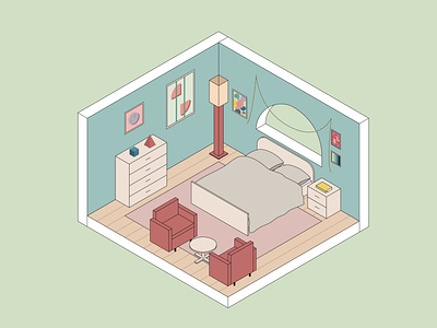 isometric bedroom