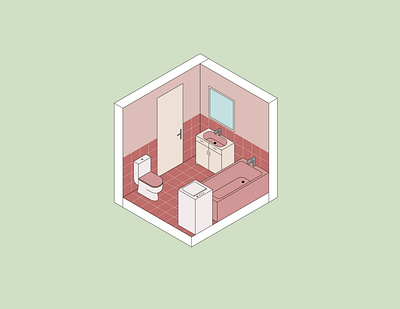 isometric bathroom adobe illustrator ai bathroom design graphic design illustration interior isometric minimalistic room simple