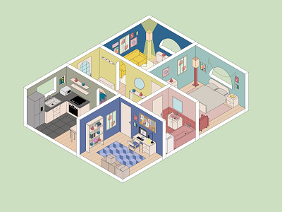 isometric house adobe illustrator ai apartment design graphic design house illustration interior isometric minimalistic room simple