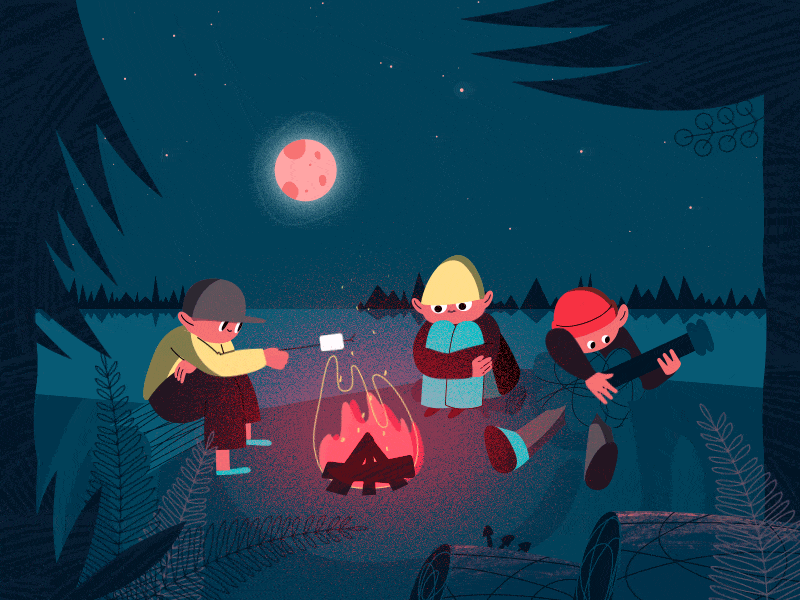 Campsite GIF campfire design digital illustration illustration motion design motion graphics