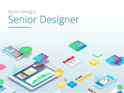 Hiring a Senior Designer creative designer devices hiring icons ipad iphone isometric marketing mendix tech