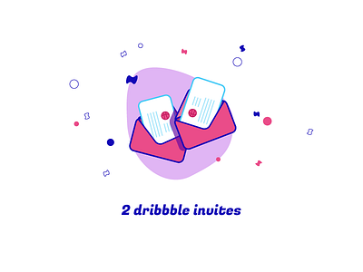 2 dribbble invites design dribbble flat fun invite letters mail pink scatter