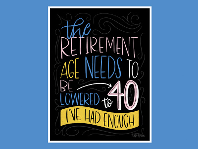 Retirement design handlettering illustration procreate typography