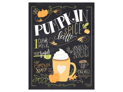 Pumpkin Spice Latte design handlettering illustration procreate typography