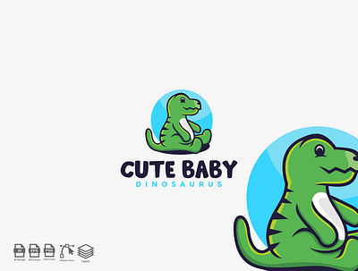 Baby dinosaur logo design set