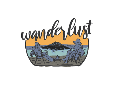 Wanderlust adventure apparel clothing coffee mountain nature sunset t shirt design wanderlust