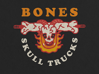 Skull trucks artwork badge design branding clothing design illustration