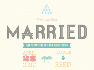 Rainydribbble invitation lost type rain save the date typography umbrella