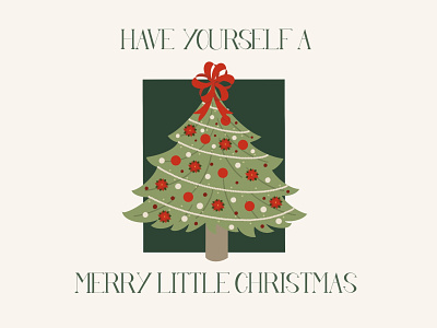 Merry Little Christmas bow christmas christmas tree decorations design holiday illustration minimal ornaments poinsetta procreate