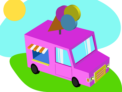 icecream truck illustrator design flat illustration logo vector