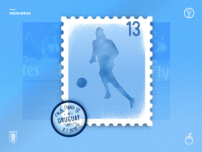 Sello de la casa abreu football grain noise panenka player soccer southafrica stamp uruguay world cup