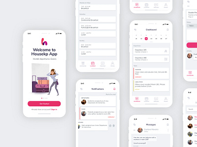 Housekp App Screens app app design clean departures hostel housekeeping screens