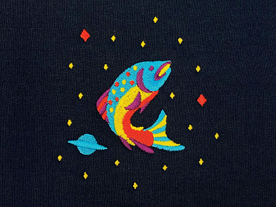 cosmic trout embroidery space trout