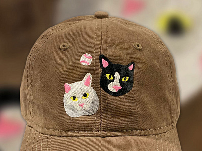 kittyball cap baseball cap cat embroidery eyes hat kitty