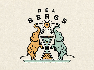 delBergs logo art atomic bagel balance elephant hourglass logo precision science shmear sourdough starter time wheat