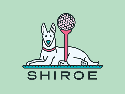 shiroe logo ball chillin dog golf grass green logo tee