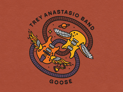 joint forces anastastio band goose guitar intertwine jam loop merch phish shred tangle tour trey wings