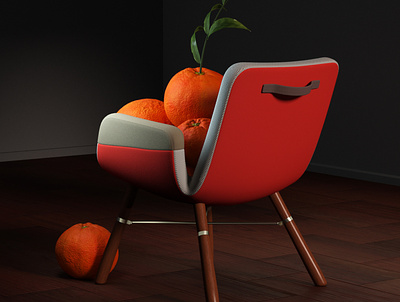 Mandarinas 3d c4d chair illustration lighting octane