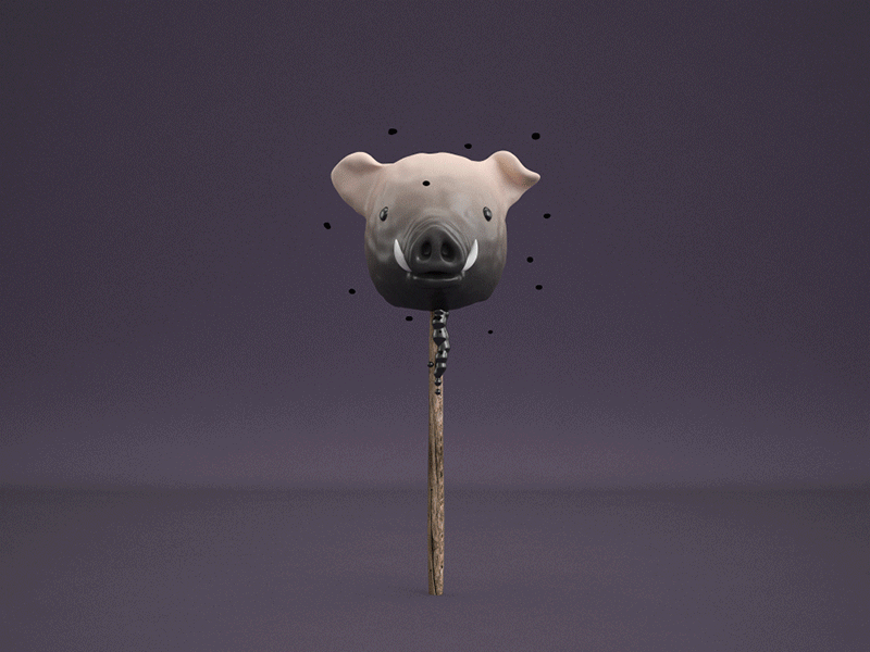 lord of the flies pig head cartoon