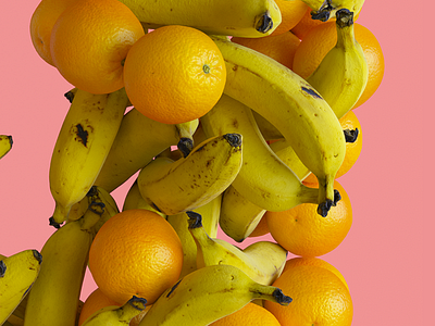 Bananas & Naranjas 3d banana fruit orange