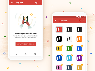Custom app icons in Todoist ✨ android app branding customizable design settings task manager tasks todo todoist ui