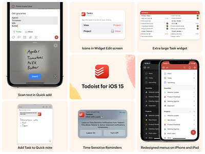 Todoist for iOS 15 app apple features ios ios 15 ipad ipados15 iphone live text release task manager todo todoist ui