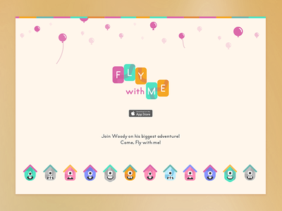 Fly With Me Landingpage balloon concept fun game ios iphone kids landing page
