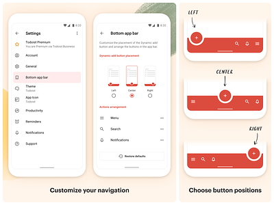 Customize the navigation on Todoist Android