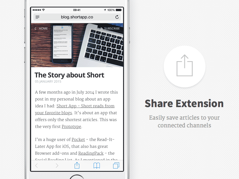 Short Share Extension animation app article extensio gif iphone list read safari save share time