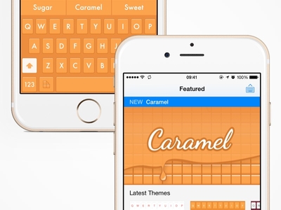 Caramel Keyboard Theme app caramel custom icon ios ipad iphone iphone 6 iphone 6 plus keyboard themeboard ui